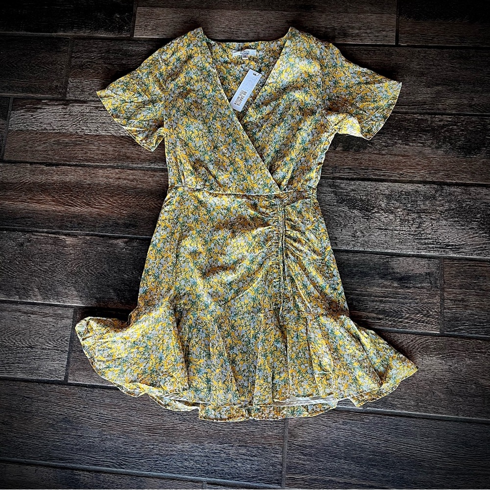 BB Dakota yellow floral cotton dress S